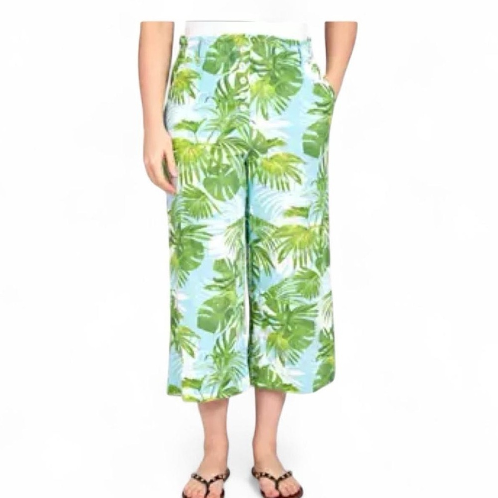 Paradise Palms Linen Capri Pants | Tropical Print | Size XL 🌴☀️